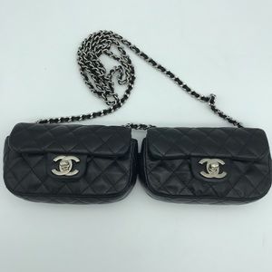 Chanel Lambskin Quilted Double Mini Flap Crossbody